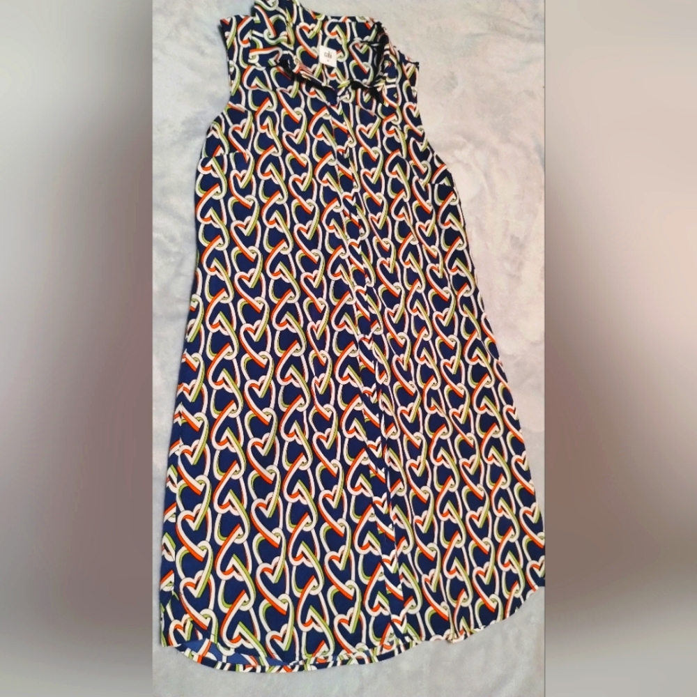 Cabi- Collared Button Front Heart Link Sleeveless… - image 1